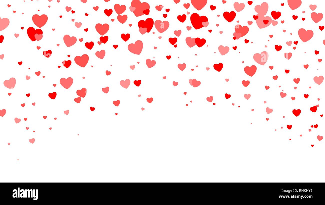 Red Heart halftone Valentine`s day background. Red hearts on white. Vector illustration Stock Vector